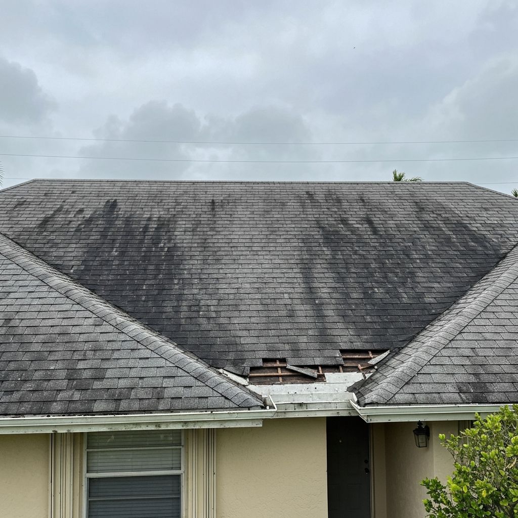 Before: Algae-Stained Shingles to Metal